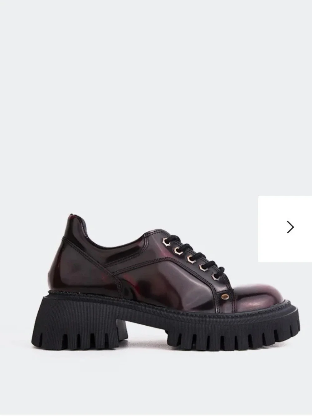 L'Intervalle Sheeran Burgundy Leather Chunky Lug Sole Platform Oxfords EU 39